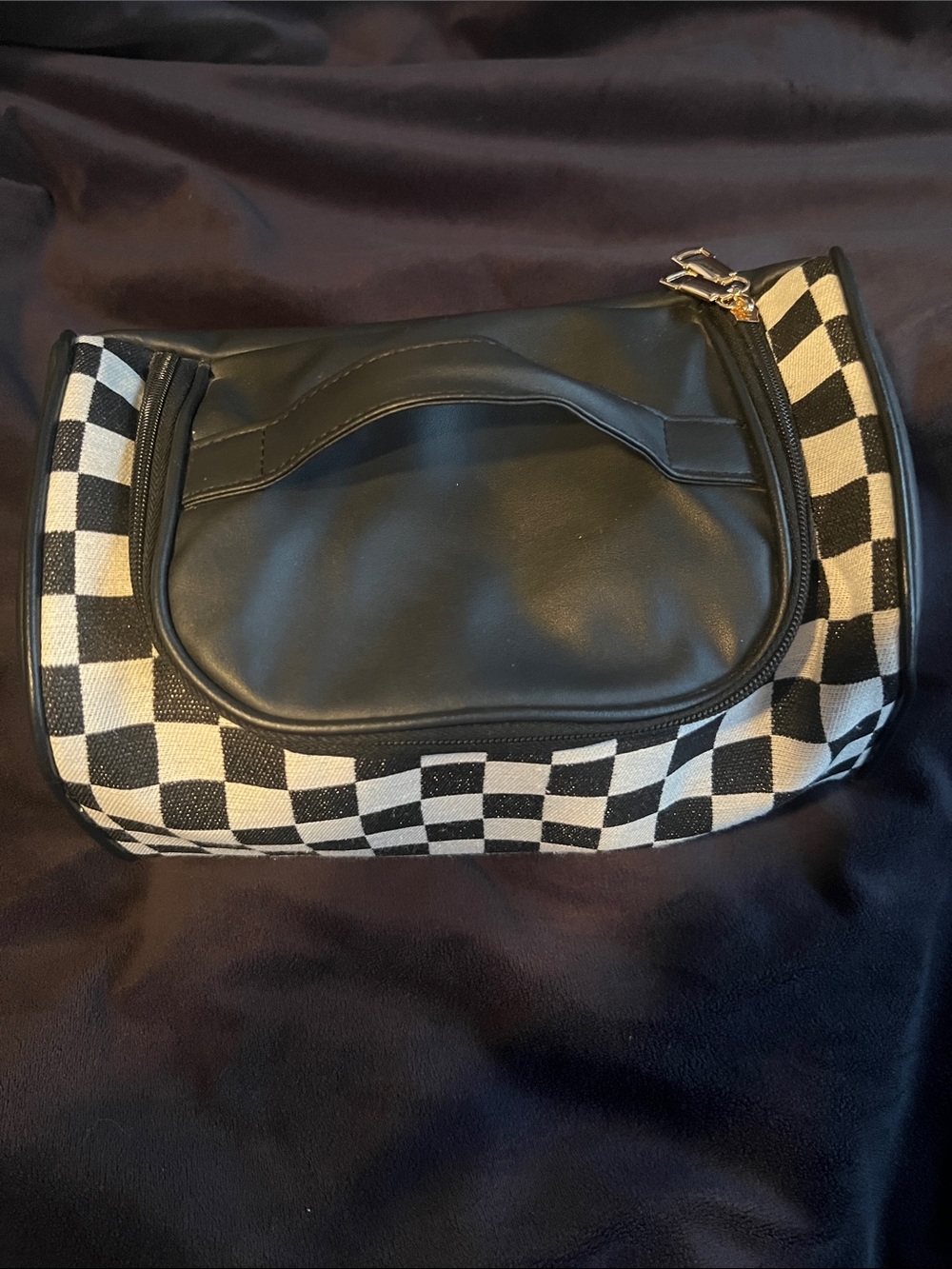 Black and White Checkered Women's Makeup Bag